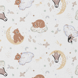 Algodón estampado POOPA Blanco / Verdín